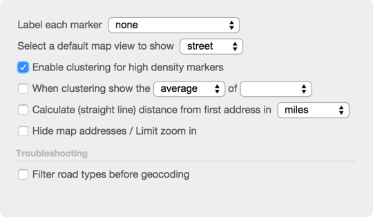 basic batchgeo clustering map settings